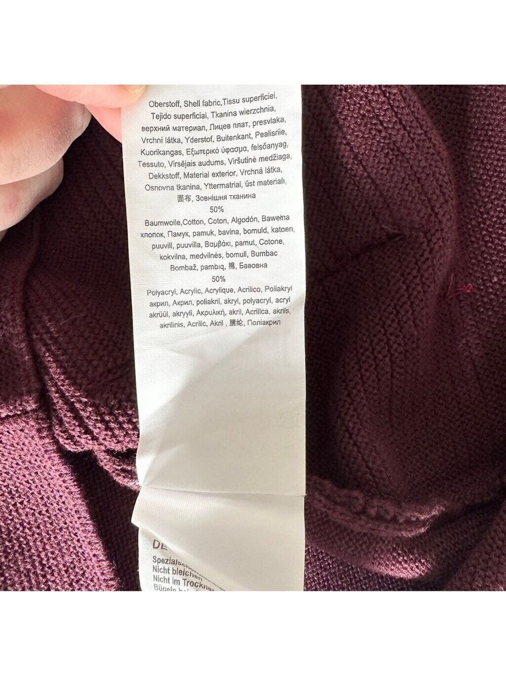 Olsen Long Sleeve Mock Neck Full Zip Ribbed Sweater Size Small Maroon Purple New - Picture 13 of 14